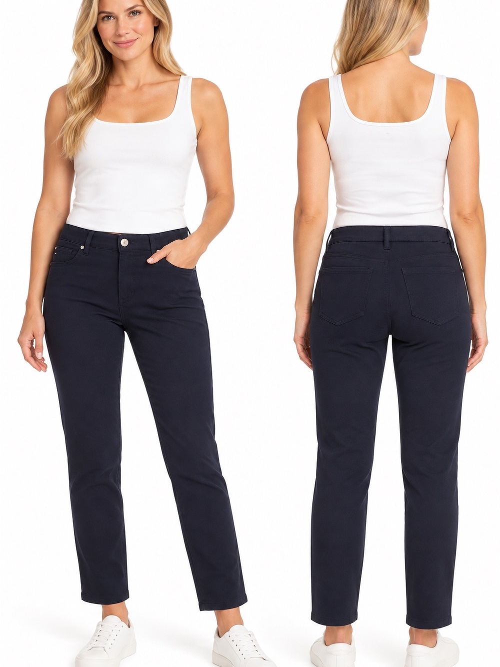 Classic High-Rise Straight Leg Jeans - Navy - 1051